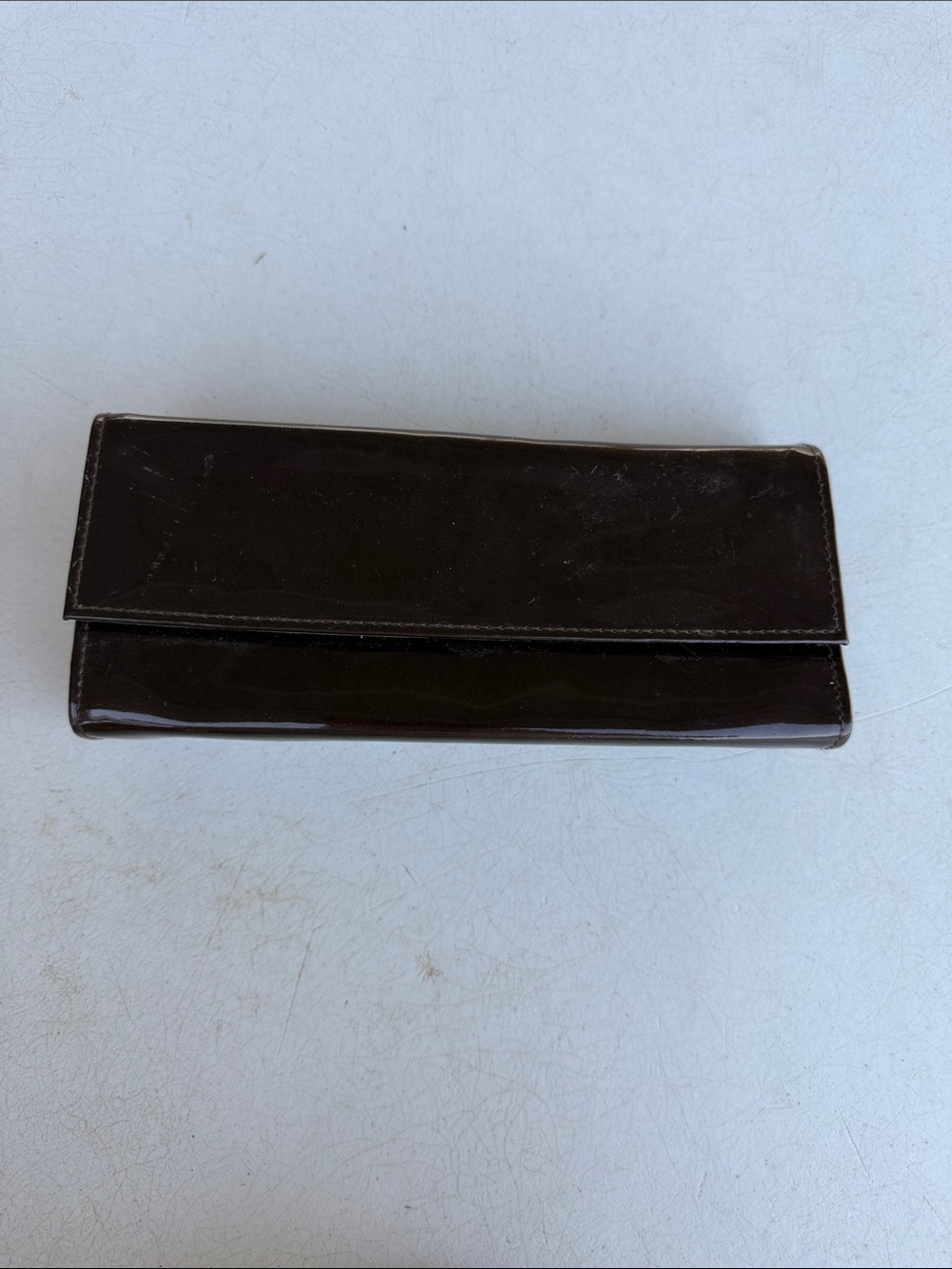 Parfums Nina Ricci Dark Brown Patent Leather Envelope Clutch